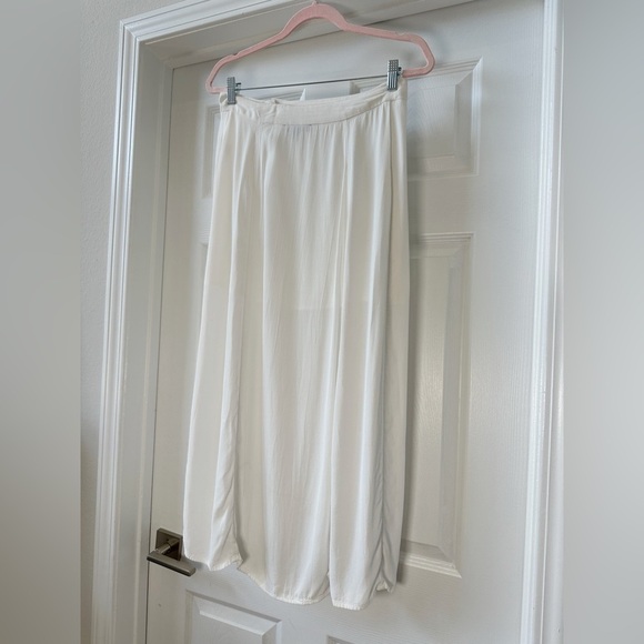 Something Navy High Waist Midi Skirt Button Front Side Slit in White Size S - Picture 6 of 9